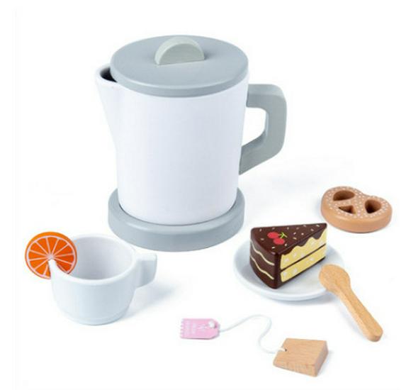 Kids' Wooden Kitchen Pretend Play Set with Oven, Toaster & Waffle Toys