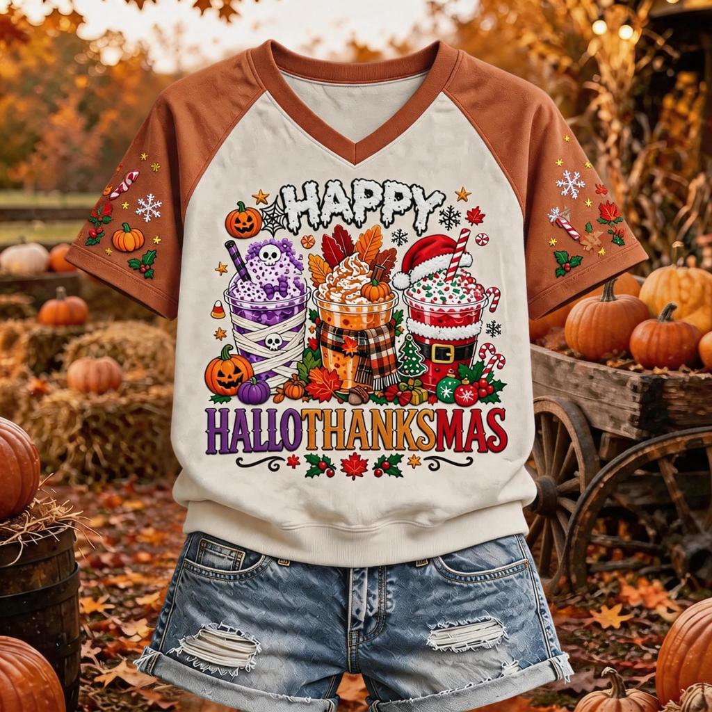 Women's Raglan Short Sleeve T-Shirt for Fall Casual Wear