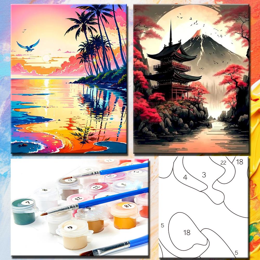 CHENISTORY Paint By Numbers Colorful Cat Animal Acrylic Drawing Canvas Wall Art Oil Painting By Numbers DIY Home Decoration
