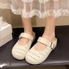 Retro Woven Hollow Bag Head Half Slippers Women's Outer Wear New Spring and Summer Vacation One Pedal Soft Bottom
