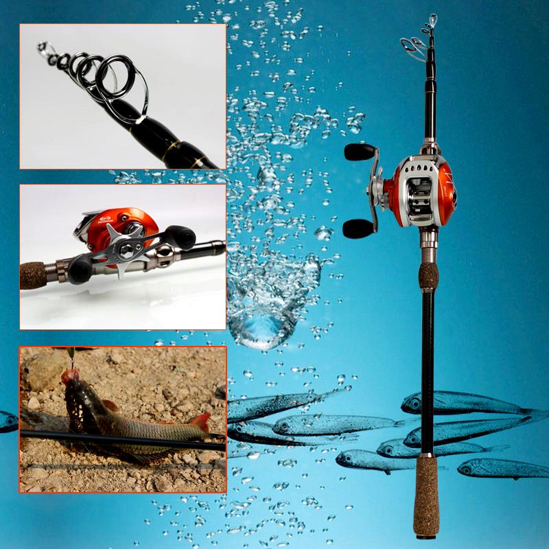 Casting Fishing Rod and Reel Carbon 1.8M-2.7M Telescopic Fishing Rod with 11BB Baitcasting Reel Kits