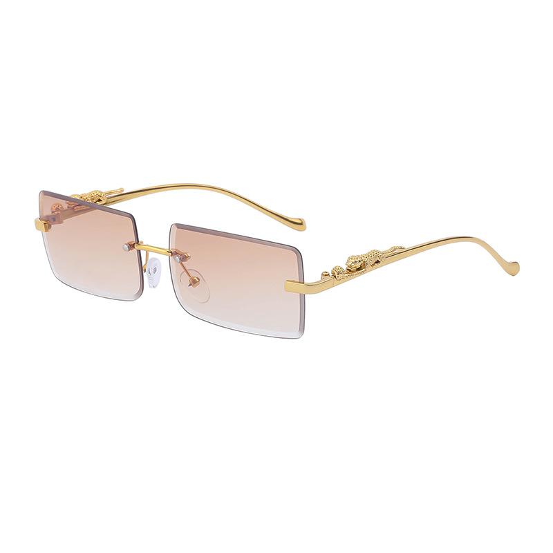 Frameless Sunglasses Women'S Square Leopard Sunglasses Men'S Trendy Glasses Shades