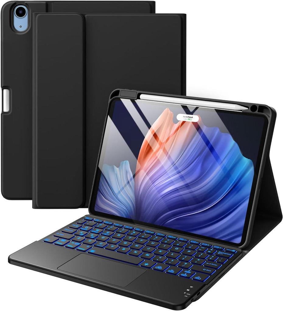 Étui Protecteur en Cuir pour Tablette iPad a16 Pro11 avec Clavier Rétroéclairé Air11 Touch et Support Magnétique pour Stylet M4