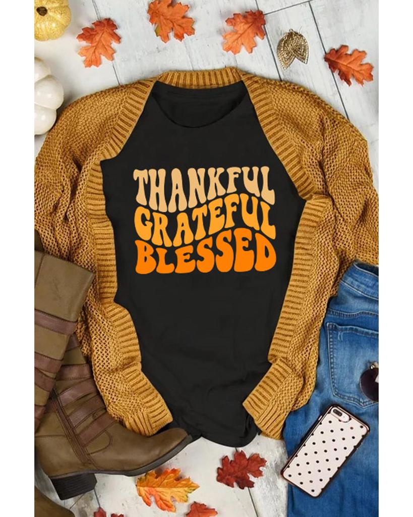 Azura Exchange Thankful Grateful Blessed Graphic Tee