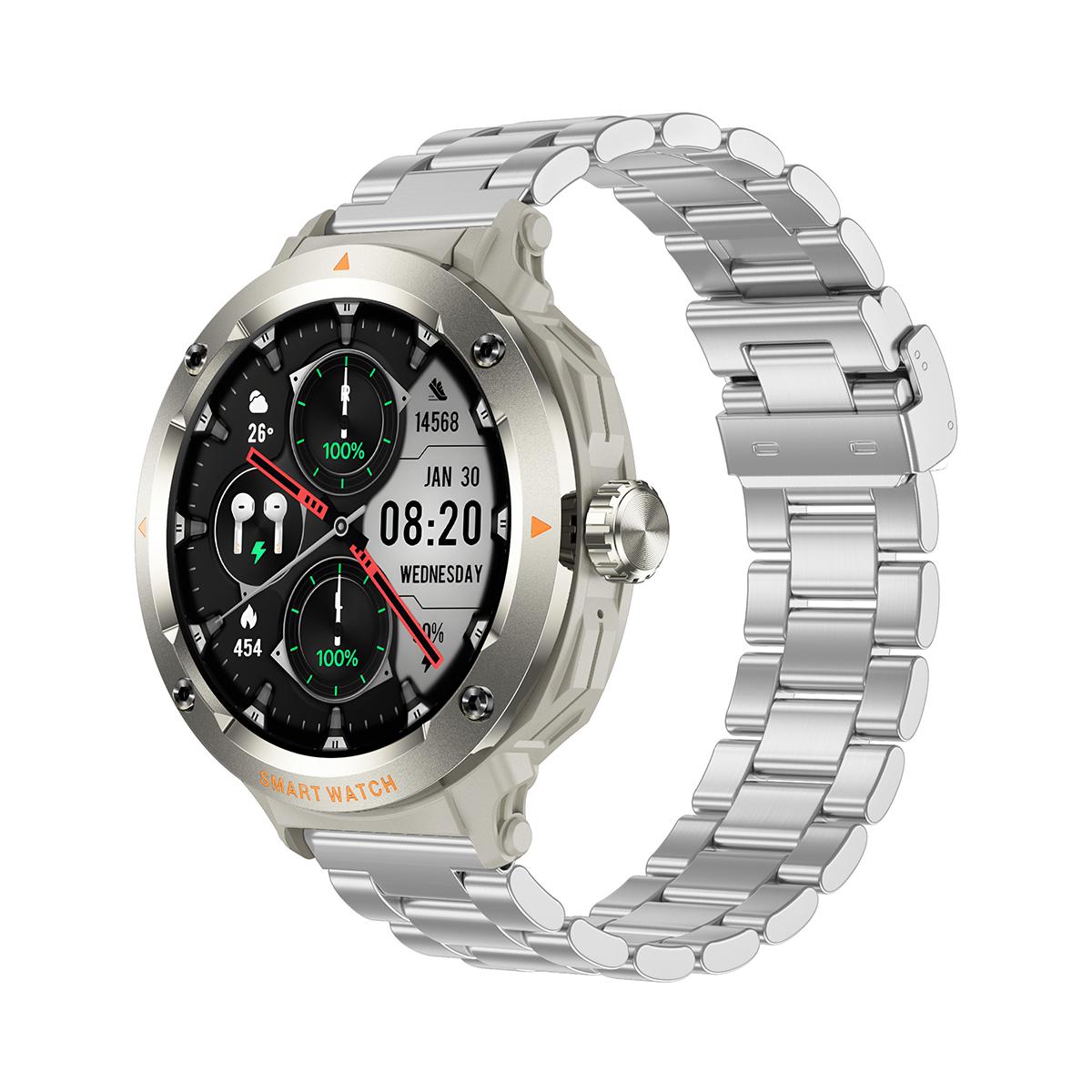 

2025 Новий Смарт-годинник з BT навушником 2-в-1 NFC Bluetooth дзвінок Чоловічий годинник GPS трек Монітор серцевого ритму Відтворення музики Смарт-годинник ПОДАРУНОК Steel watch strap