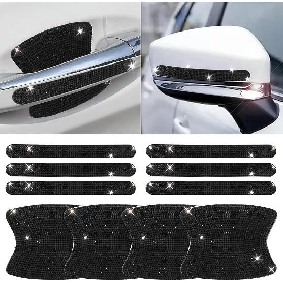 10 PCS Bling Car Door Handle Protector, Shiny Crystal Rhinestone Anti-Scratch Universal Cars Door Handle Protective Cover, Glitter Automotive