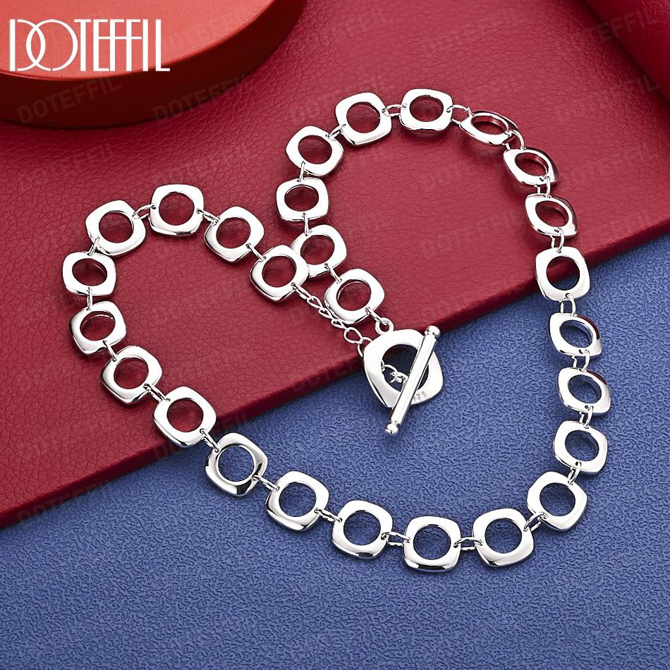 Модное квадратное колье из стерлингового серебра 925 пробы 20 дюймов, свадебное украшение 50cm