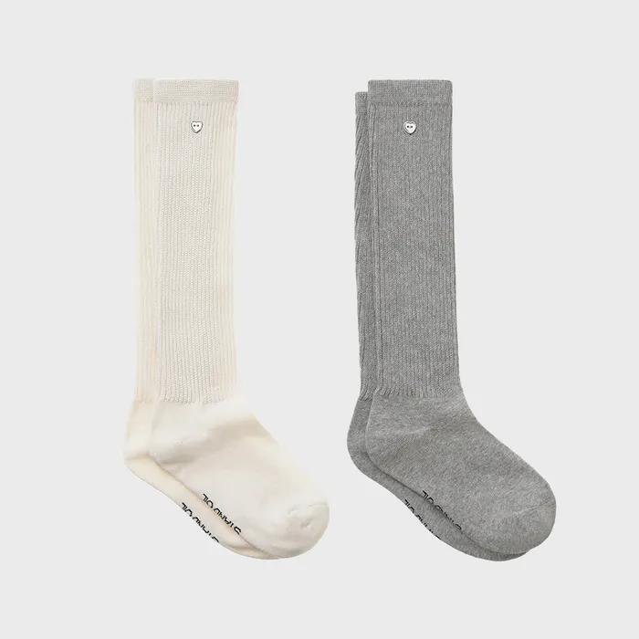 Heart Button Knee Socks / Cream