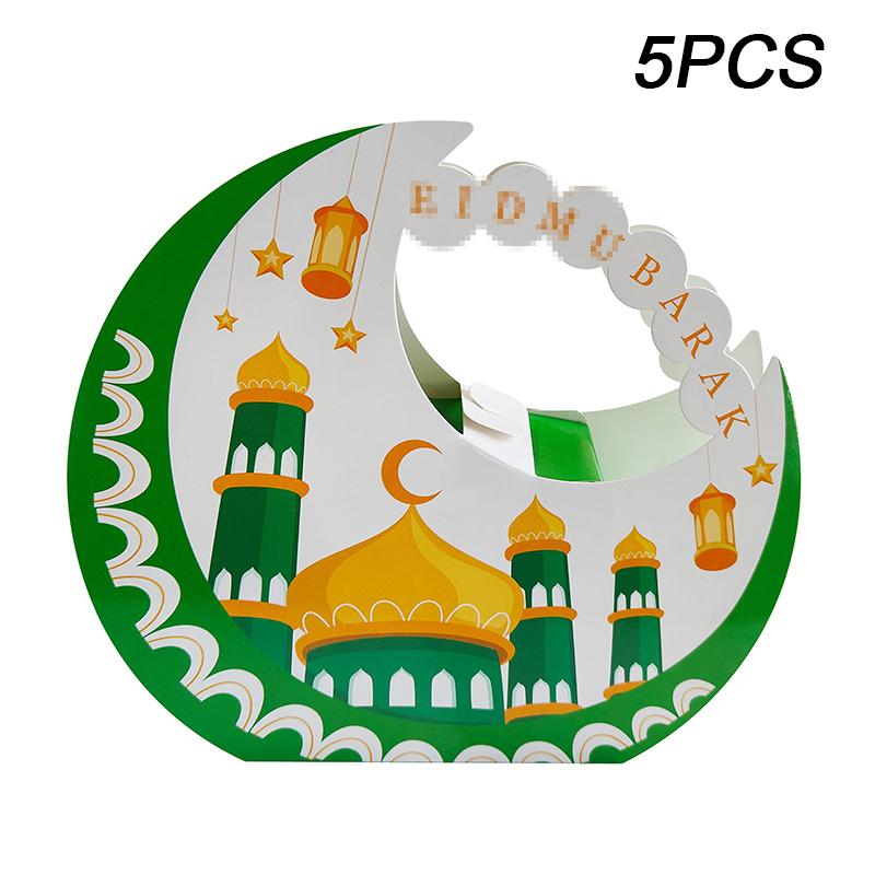 

5 шт. Подарочная коробка с печеньем и шоколадом, исламская мусульманская упаковочная коробка для конфет, Рамадан, лунная коробка конфет, Ид аль-Фитр