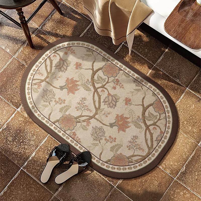 Bathroom Carpets Non-slip Absorbent Washable Floor Mats Diatom Mud Toilet Door Rug American Vintage Home Decoration Foot Mat