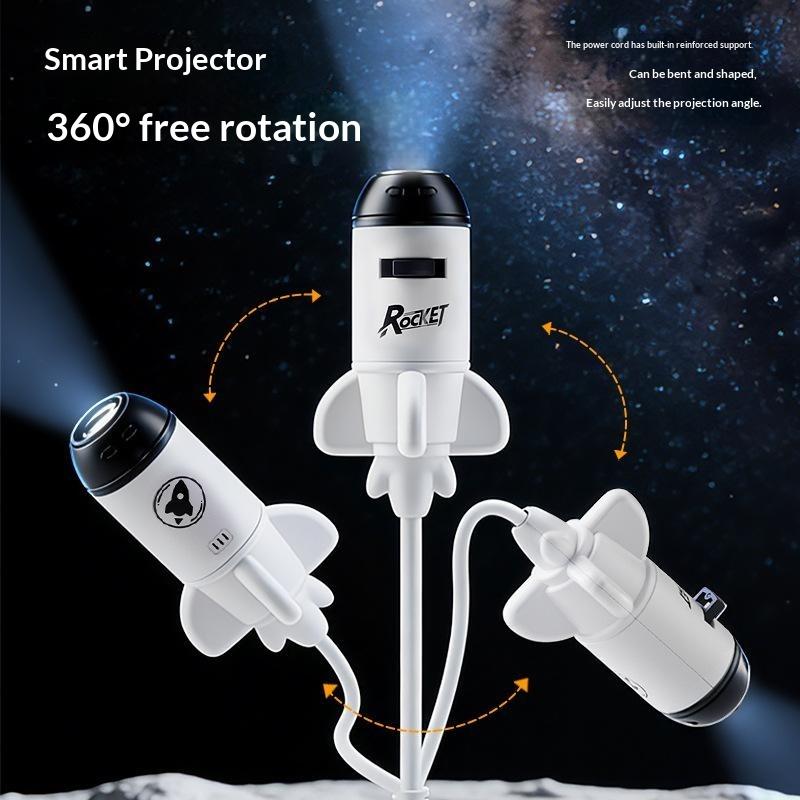 2 in 1 Rocket Galaxy Star Projector Adjustable Focus Ambient Projection Light for Bedroom Home Party Decoration
