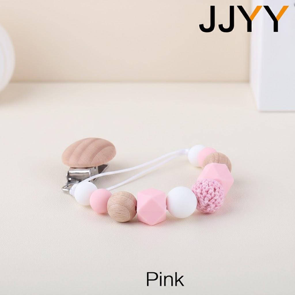 

Baby Pacifier Clip Teether Soft Silicone Anti-Drop Chain Molar Toy for Newborn Infant Feeding Accessories рожевий