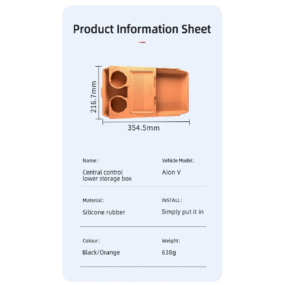 For AION V 2024 2025 Storage Box Center Armrest Hidden Box Cup Holder Organizer Interior Accessories