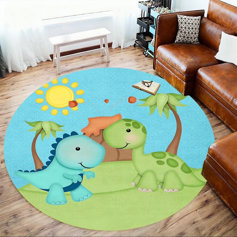 1 szt. Mata Okrągła na Krzesło - Przygoda Dinozaura, Dywanik do Pokoju - Antypoślizgowa Mata Podłogowa do Biura, Sypialni, Dekoracja Domu, Prezent Świąteczny p0811185