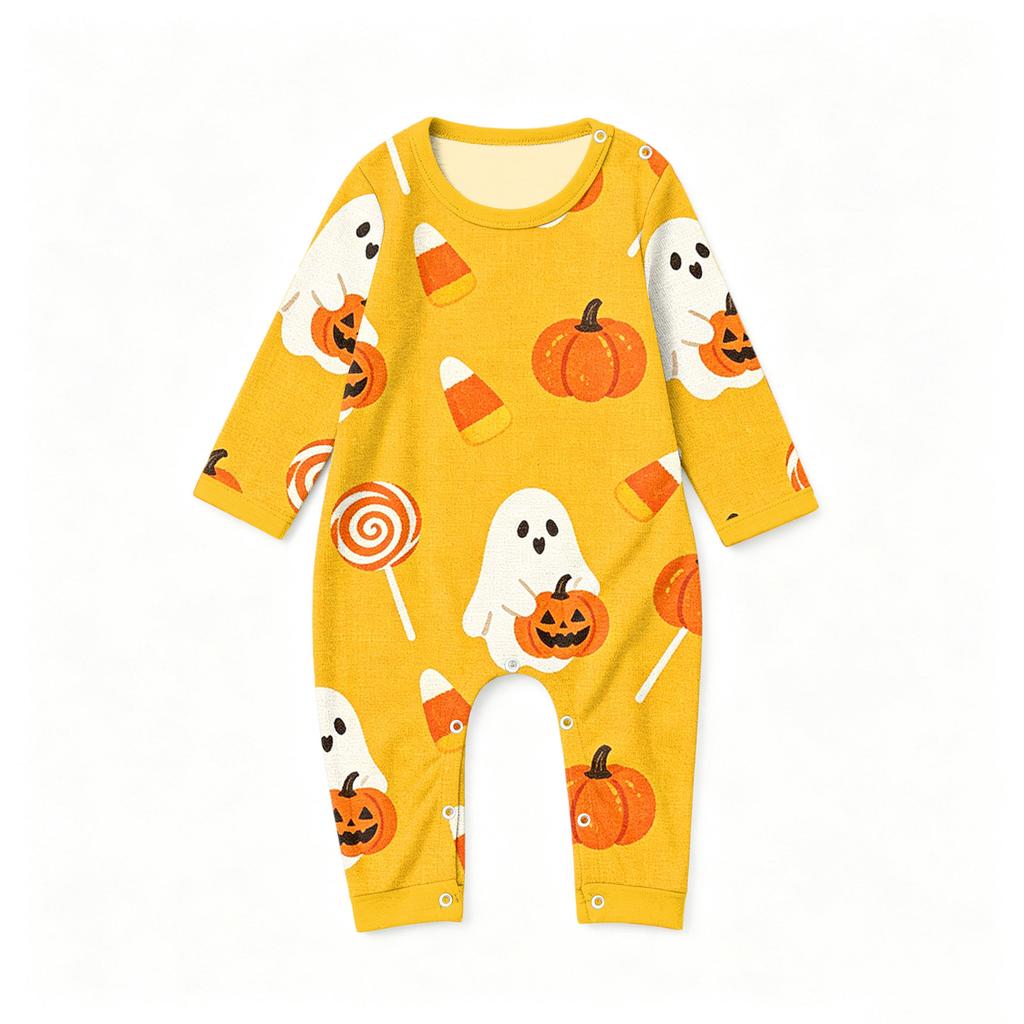 Family Matching Halloween Patchwork Print Pajama Set for Parent and Child