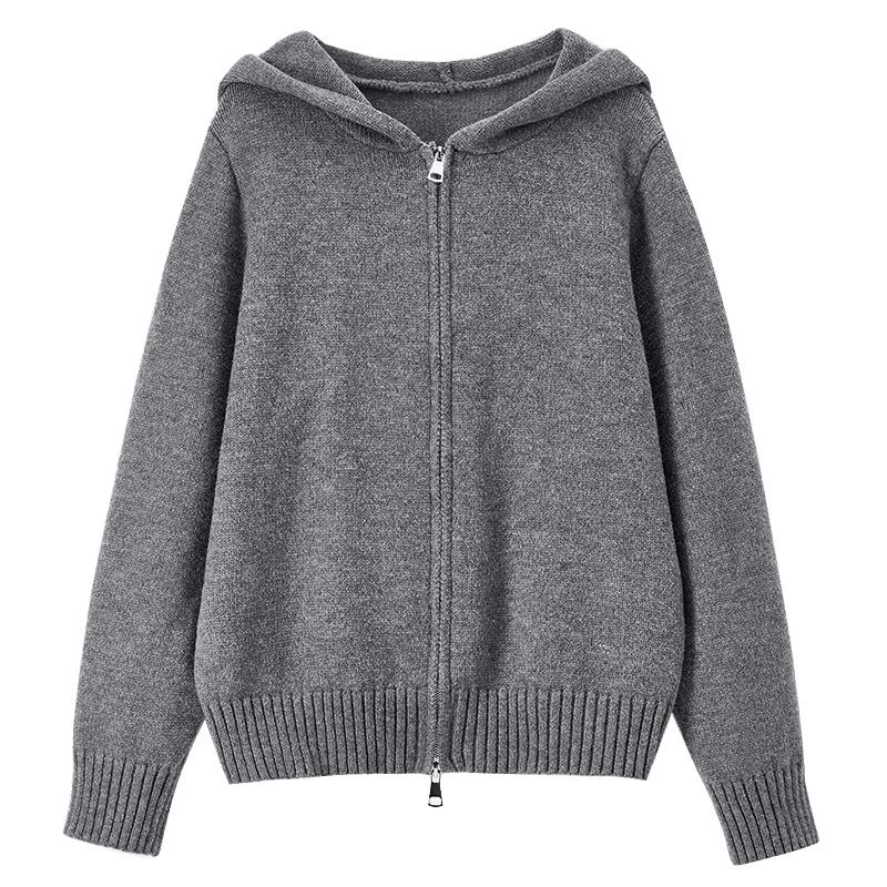 Women's Autumn Loose Fit Hooded Knit Cardigan