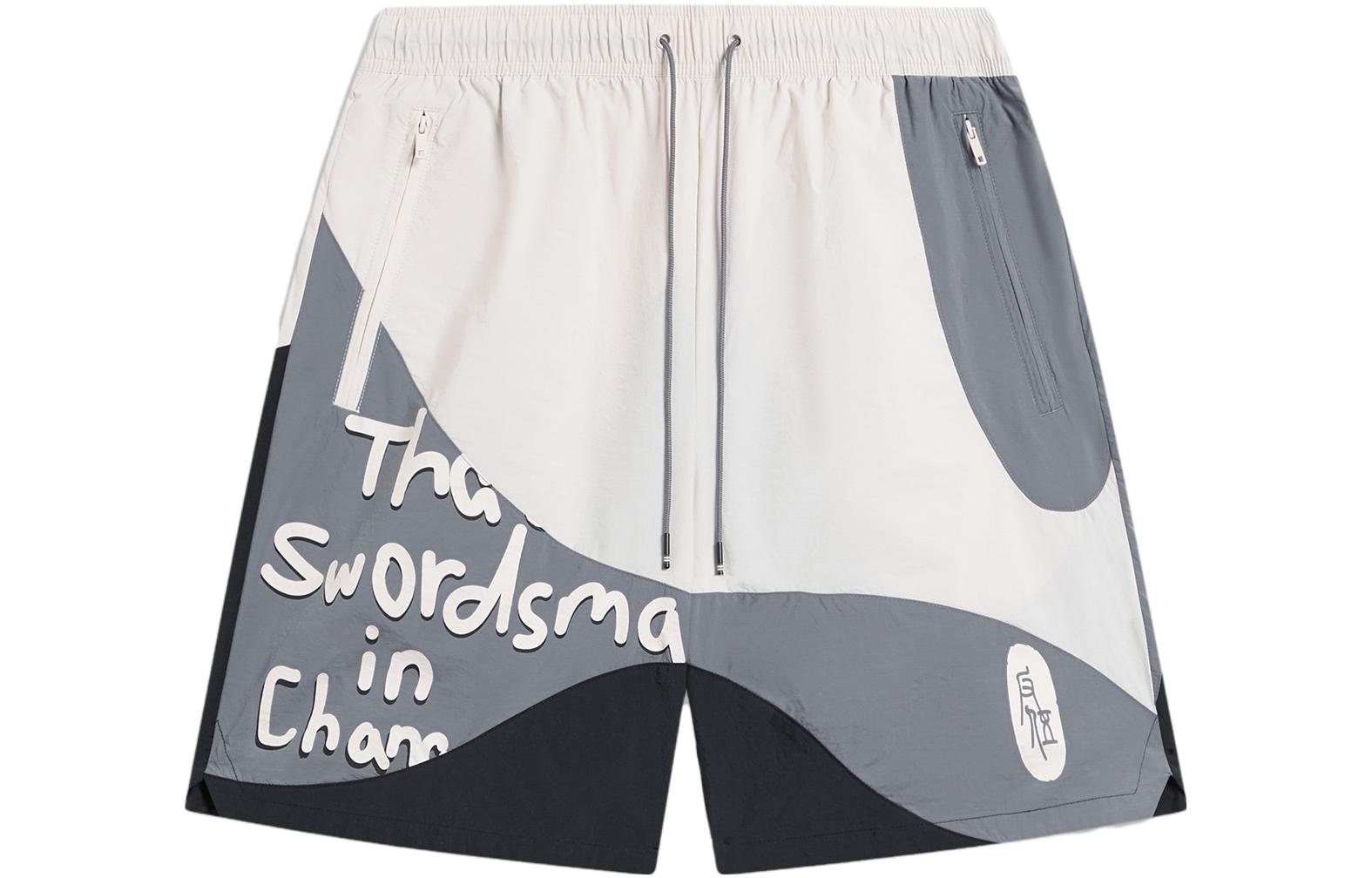 Li Ning BADFIVE Casual Shorts Men s Moonlight Gray Shadow Gray Black Moderate AKST823-2 M