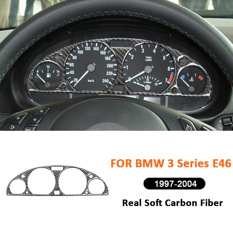 För BMW 3-serie E46 1997-2004 Kolfiber Bil Hastighetsmätare Skärmpanel Trim Ram Dekorationsdekal Interiörtillbehör