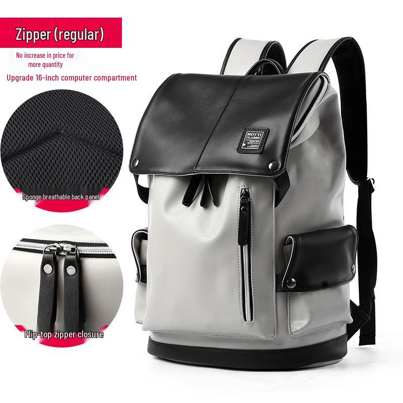 

Men s Trendy Leather Travel Laptop Backpack - Large Capacity, School & Business Use