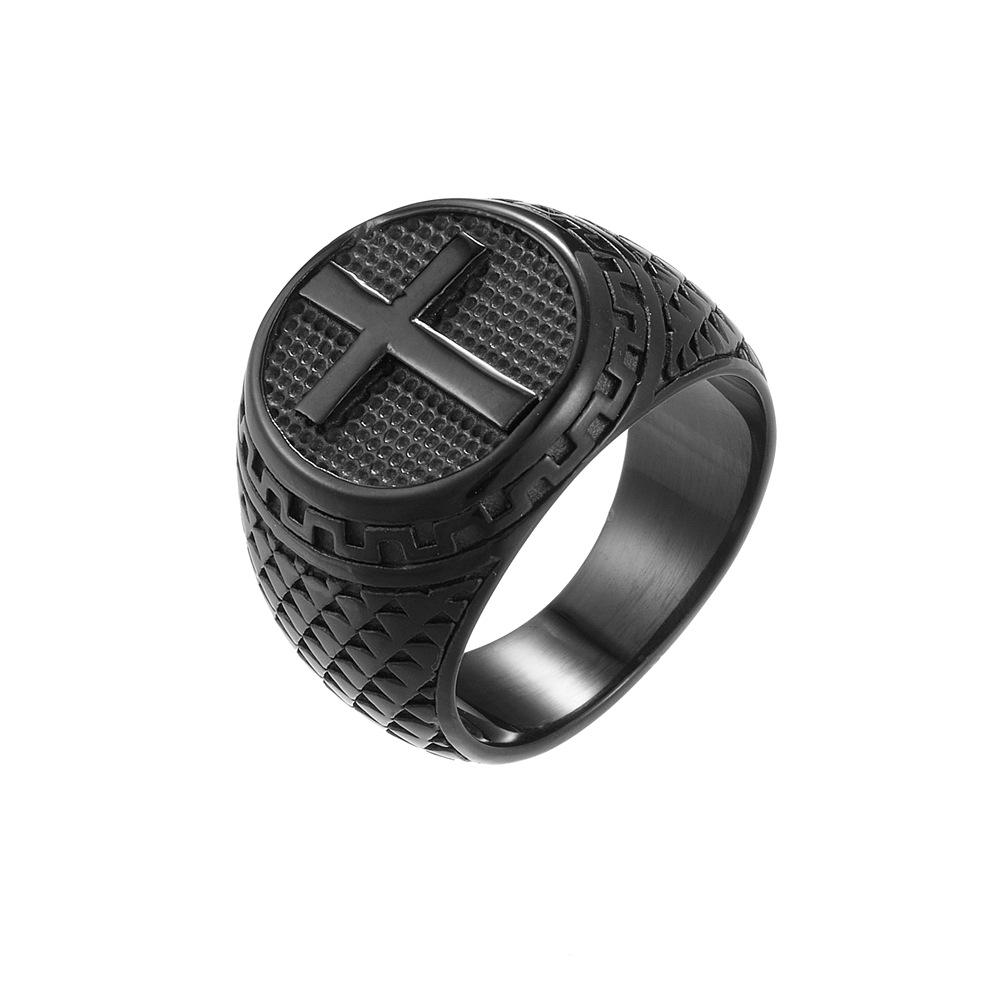 Golden Cross Titanium Steel Men's Simple Stainless Steel Ring Does Not Fade