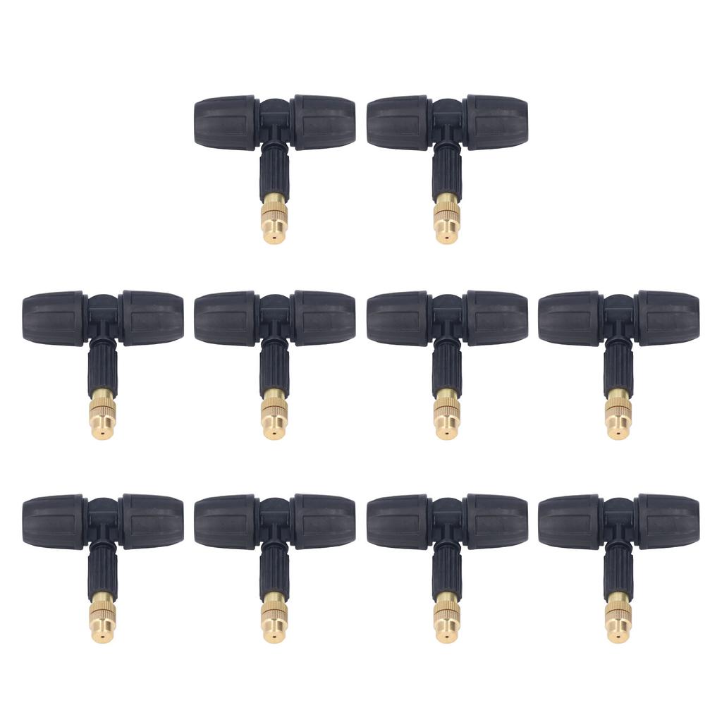 10Pcs Copper Atomizing Nozzles 8/11mm Adjustable Gardening Atomizing Nozzle with Tee Pipes for