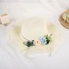 Summer sunshade and sun protection versatile big-brimmed straw hat female imitation flower travel vacation beach sun hat