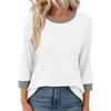 Spring Autumn O Neck Patchwork T-shirt Women Long Sleeve Casual Fashion All-match Bottomed Pullover Tee Top