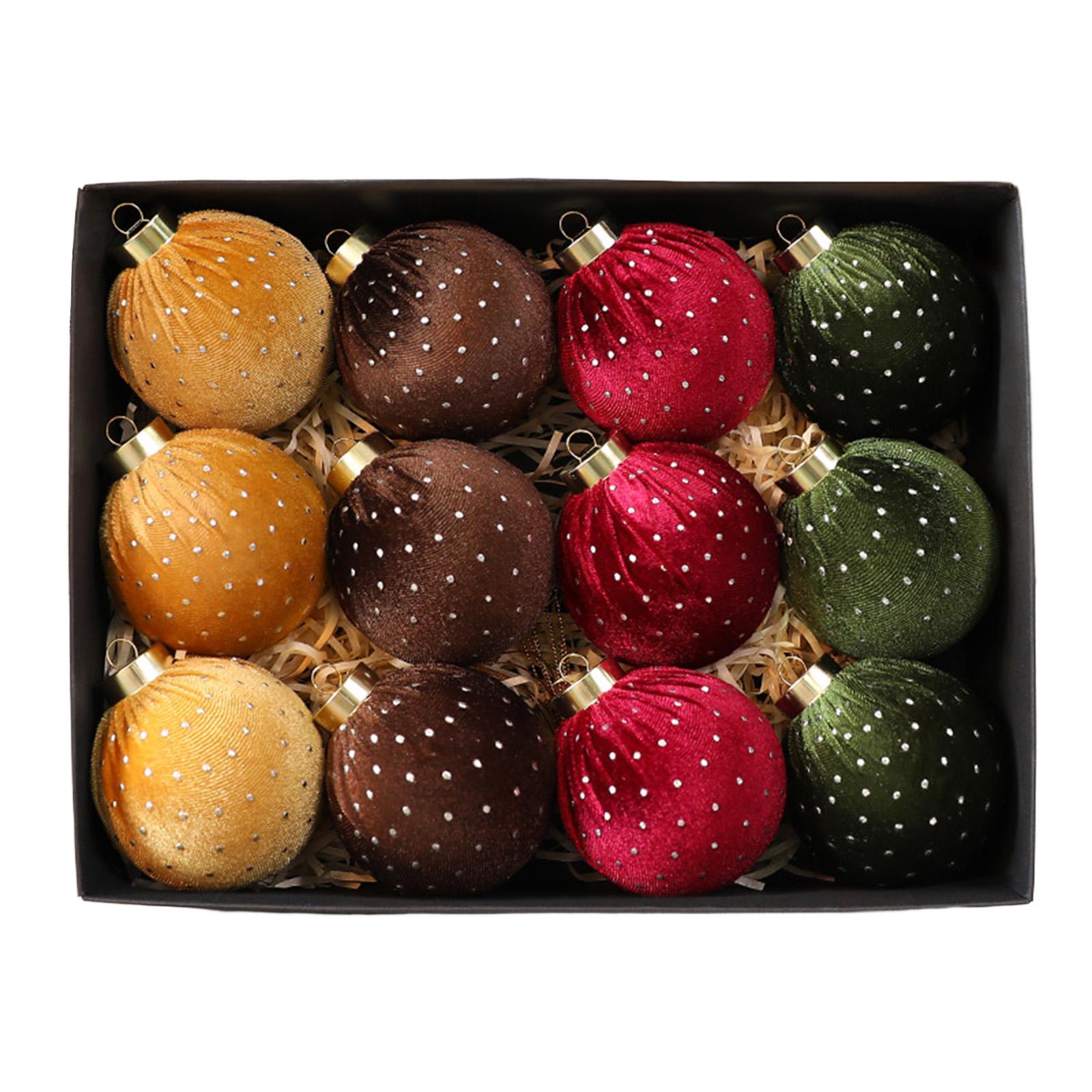 

12 PC Christmas Balls 8cm Star Velvet Balls Christmas Decorations One Size