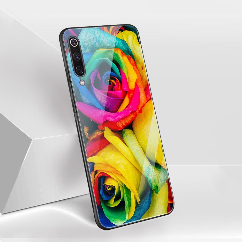 Capa de vidro com flor de rosa para Xiaomi Redmi Note 12 11 8 9 10 7 8A 10 9S 9C 10C Note 10 Pro 11T Pro Poco X3 F3 Mi 10 Pro Funda Capa