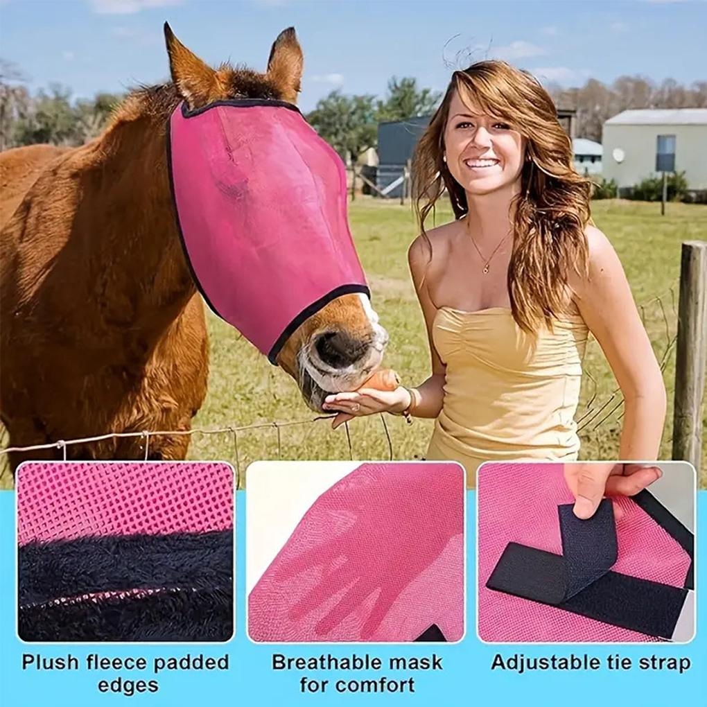 Polyester Durable Horse Face Mask With Unique Leopard Pattern For Reliable Insect