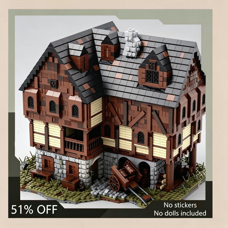 5098PCS Medieval Tavern House MOC Building Blocks Architecture DIY Assembly Creative Toy Collection Display Educational Gift