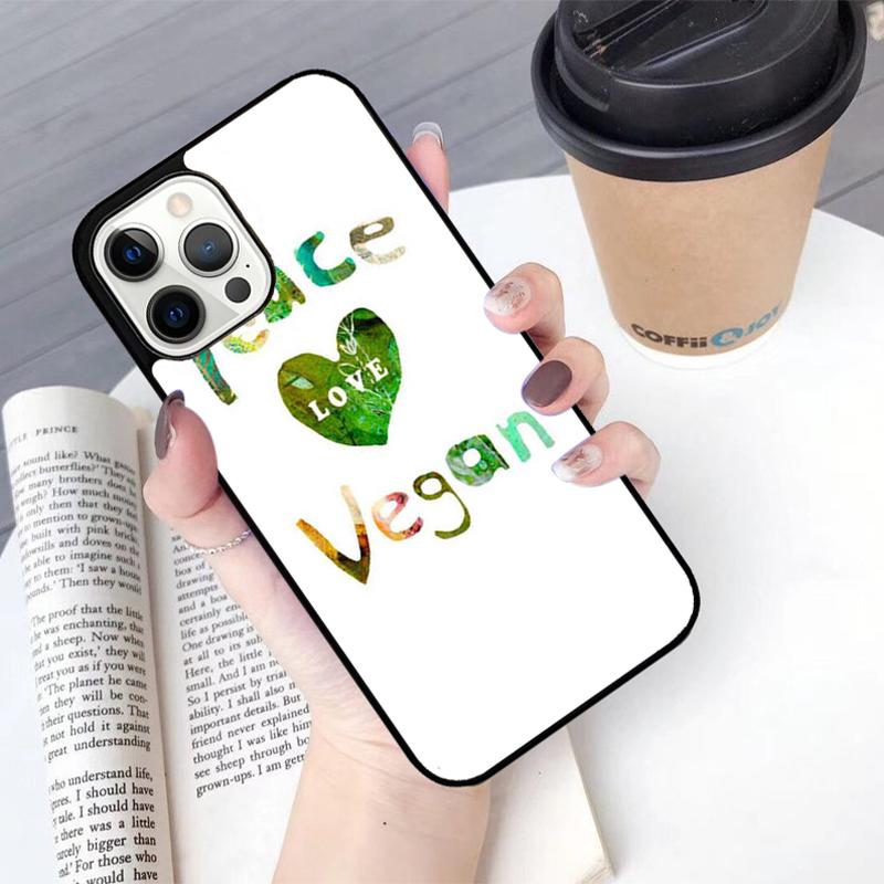 VEGAN FOOD QUOTES ANIMAL LOVE VEGGIE Phone Case For iPhone 17 Air 14 15 16 13 12 Max Cover For Apple Pro Max Plus