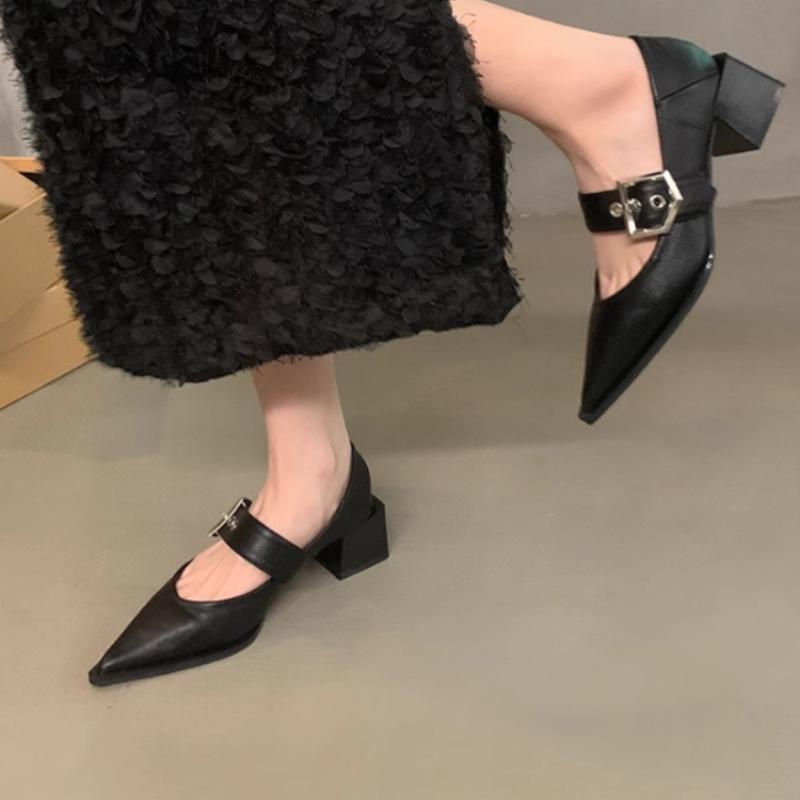 Women's Sandals New Ballet Flats Woman Pointed Rivet Single Shoes Shallow Sandals Female Thick Sole Mary Janes Zapatos De Mujer