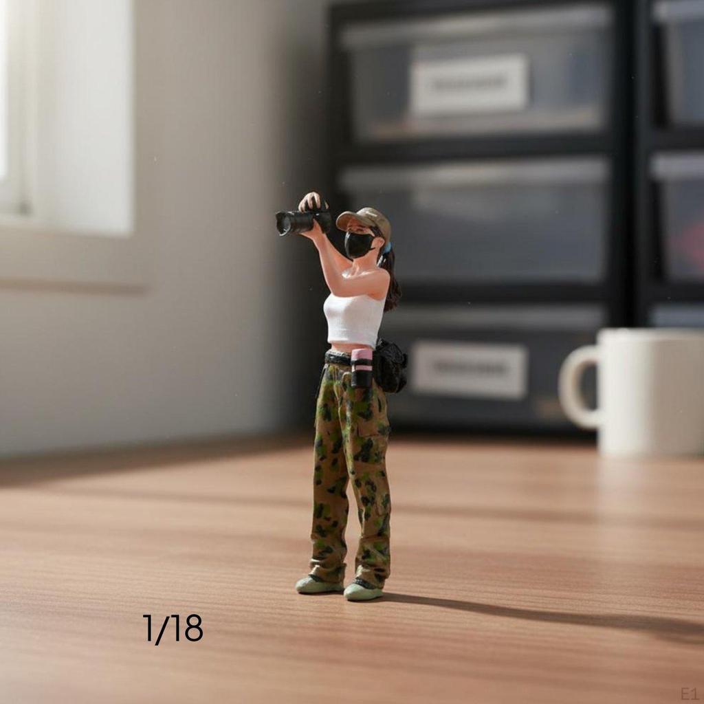 Hand-Painted Photographer Figure Finely Detailed Female Figurine