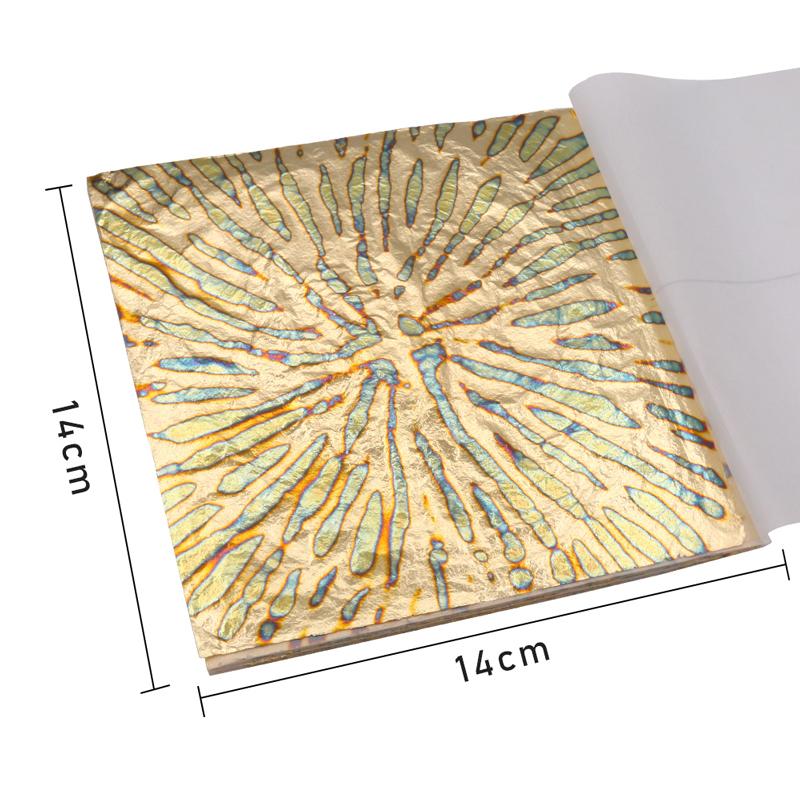 

14x14cm Colorful Imitation Gold Leaf Sheet Variegated Gold Foil 50pcs/booklet for Nail Gilding Craft Paper Furniture Decoration