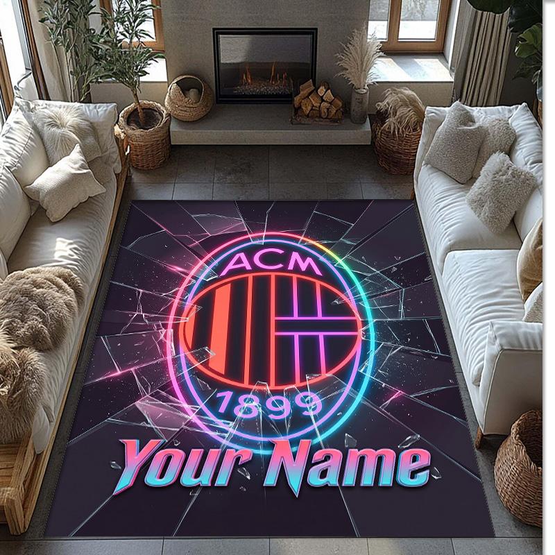 AC Milan Printed Crystal Velvet Rug Non‑Slip Crystal Velvet Carpet For Sofa Bedroom Indoor Home Decoration