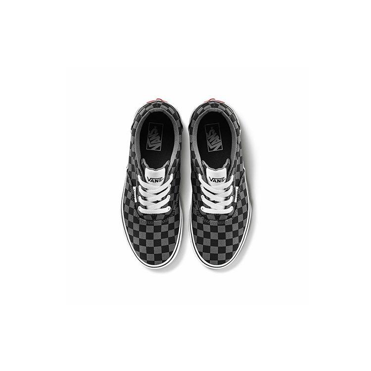 Vans Active Canvas Low Top Kids' Skateboarding Shoes Black Gray Checkerboard Teenagers VN0A3MWACOC