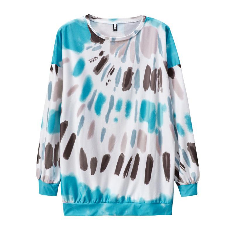 Women's Tie-Dye Long Sleeve Hoodie: Autumn/Winter Loose Fit with Round Neck