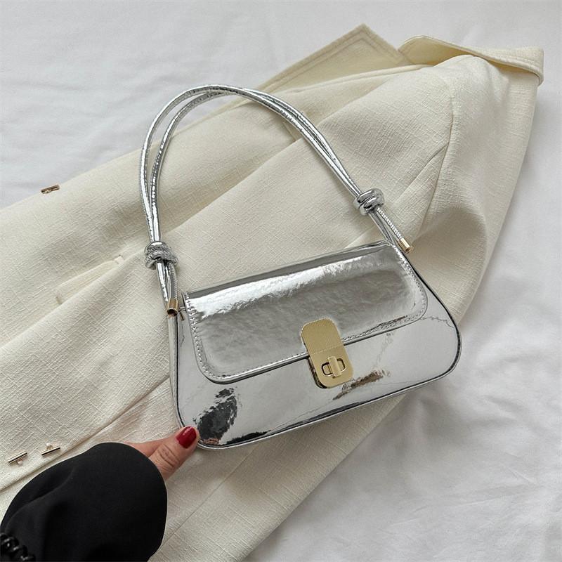 Trendy Korean Style Small Square Shoulder Bag In Black Gold Silver Or Rose For Women