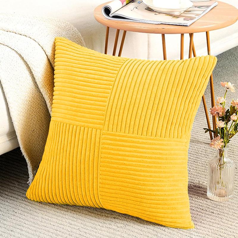 2pcs Bohemian Style Corduroy Striped Pillowcases 18x18 Inch Stripes for Sofa, Bedroom, Living Room - Fall Home Decor, Decorative Pillowcases