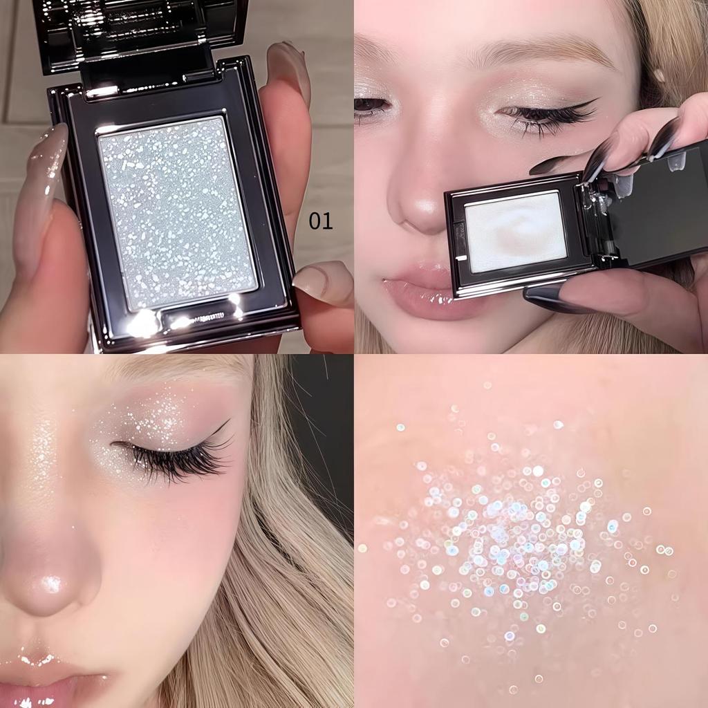 Paleta de Sombras de Ojos de Color Metálico con Brillo y Shimmer Impermeable Resistente al Sudor Fórmula Suave Difuminable para Festivales de Música Fiestas