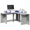 VidaXL Bureau et lumières LED gris béton 152x152x91cm bois ingénierie, bureau d'ordinateur, bureau d'écriture, meuble de 3309459