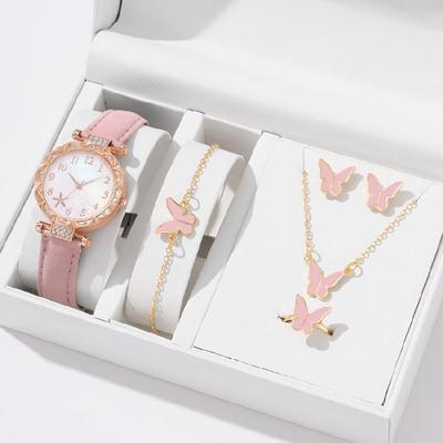 Matching Watch Jewelry Set Necklace Bracelet Rings Earrings Modern Alloy Accessories Butterfly Theme Alloy Fashion Set