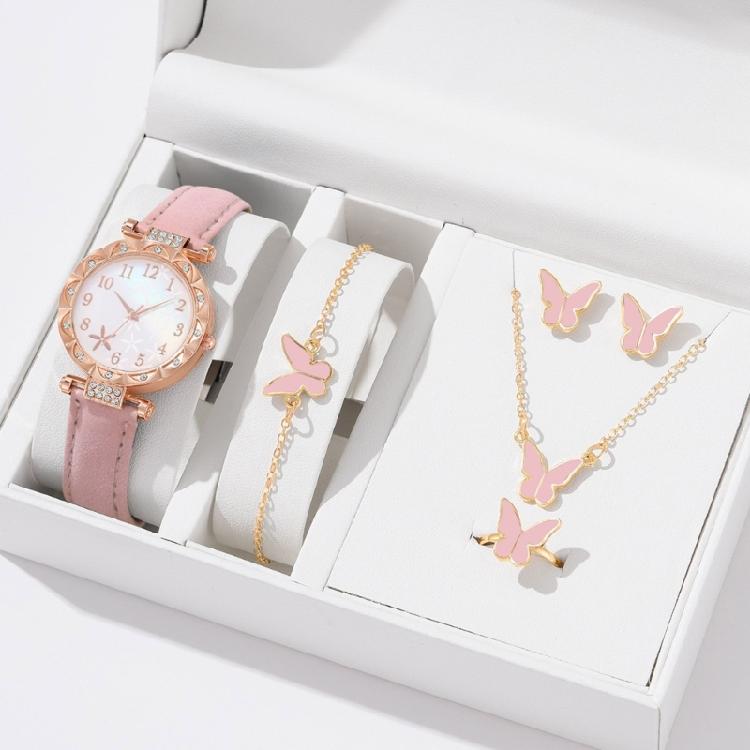 Jewelry and Butterfly Watch Set Trendy Alloy Jewelry Elegant Alloy Accessories Alloy Texture Perfect for Women Fashion