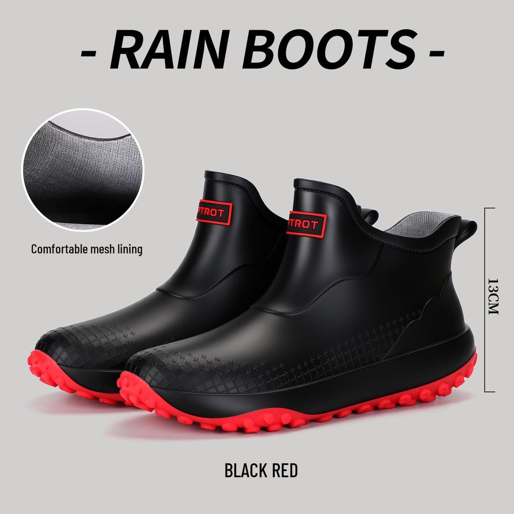 Men's & Women's Non-Slip Waterproof Short Rain Boots with Cotton Lining for Outdoor Use