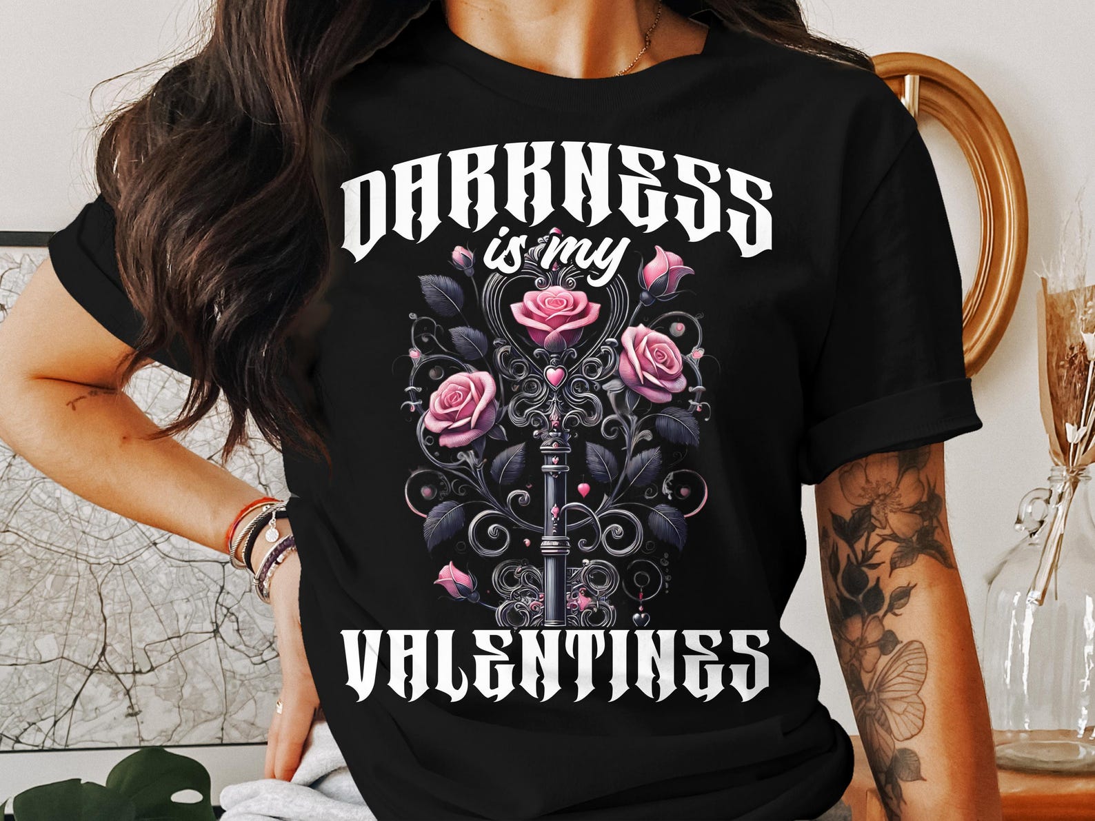 Darkness is my Valentines Tshirt, Gothic Valentines Tshirt, Gothic Horror Tshirt, Goth Girl Tshirt, Occult Tshirt, Unique Gift M
