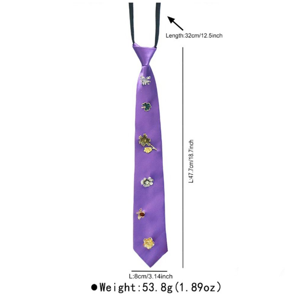 Elegant Korean Flower Tie Insect Black Rhinestone Necktie Alloy Academic Style Decoration Shirt Tie JK Uniform Decoration