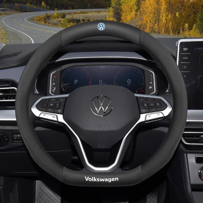Carbon fiber Leather Car Steering Wheel Cover For Volkswagen T-ROC T-Cross Touareg Polo Passat Golf 5 GTI Beetle Magotan Tiguan