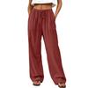 Women’s Summer Loose Fit Straight Leg Long Pants with Elastic Waistband Drawstring and Relaxed Draped Trousers for Casual Wear