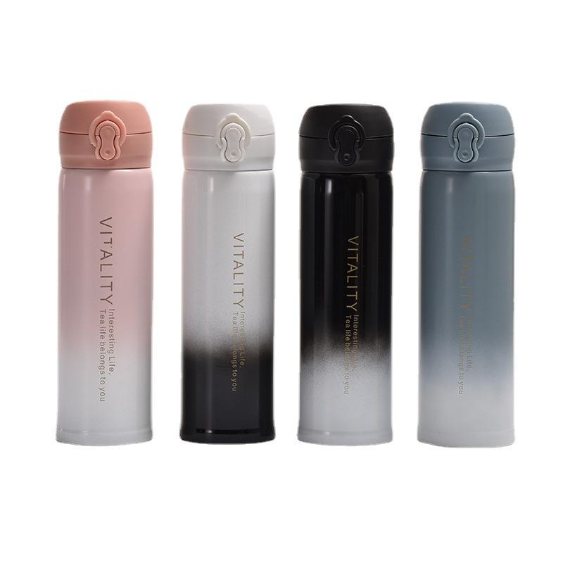 Ins Wind Gradual Change Color Stainless Steel Thermos Cup Creative Boys and Girls Bounce Cup Office Daily Drinking Straight Cup